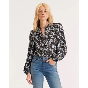 Veronica Beard Ashlynn Floral Polka Dot Silk Top